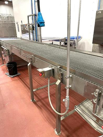 Used 36 Inch Wide Stainless Steel Sanitary Wire Mesh Belt Conveyor 17 Foot Long