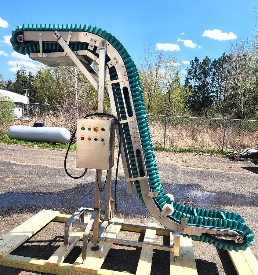 Used Z Flow Sanitary Incline Cleated Blue Belt Conveyor 12 Inches Wide X 94 Inches High