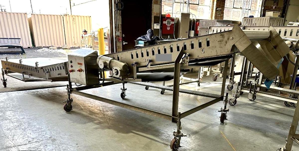 Used Friesens Stainless Steel Sanitary Incline Belt Conveyor 42 Inches X 235 Inches