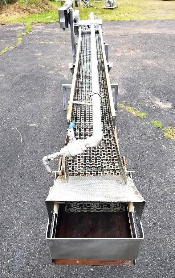 Used 12 Inch wide X 150 Inch long Stainless Steel Intralox Conveyor with Spray Bar