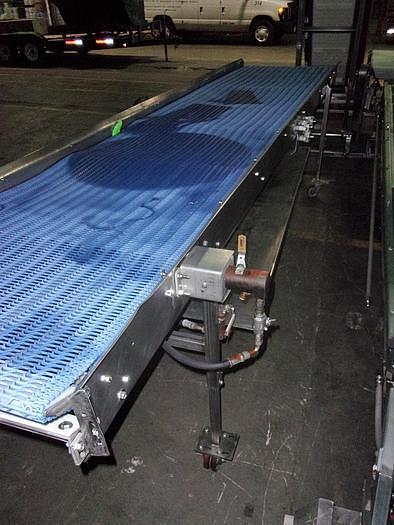 Used 34 Inches Wide X 167 Inches Long Blue Belt Intralox Belt Conveyor Stainless Steel Sanitary