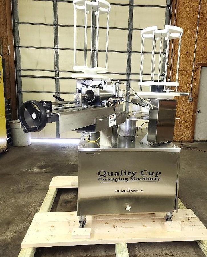 Used Quality Cup Model QC-32 12 Station Stainless Steel Sanitary Rotary Cup Filler