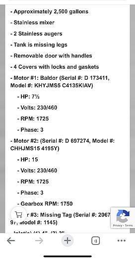 Used 330 cu ft/2500 Gallons Stainless Steel Sanitary Ribbon Blending Hoppers/Tanks