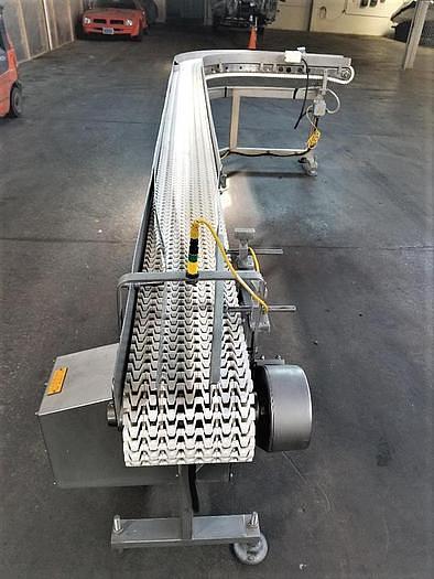 Used 8in Wide X 16ft Long Intralox Conveyor With 90 Deg Turn Discharge - Stainless Steel Sanitary