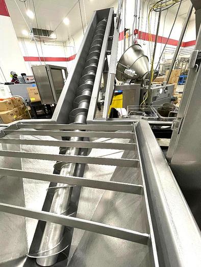 Used Mepaco Stainless Steel Sanitary 9 Inch Dia Incline Screw Conveyor