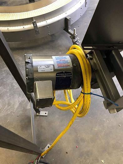 Used Keenline 10 Inch Wide X 202 Inches Long Stainless Steel Sanitary Incline Intralox Belt Conveyor Variable Speed with 90 deg exit