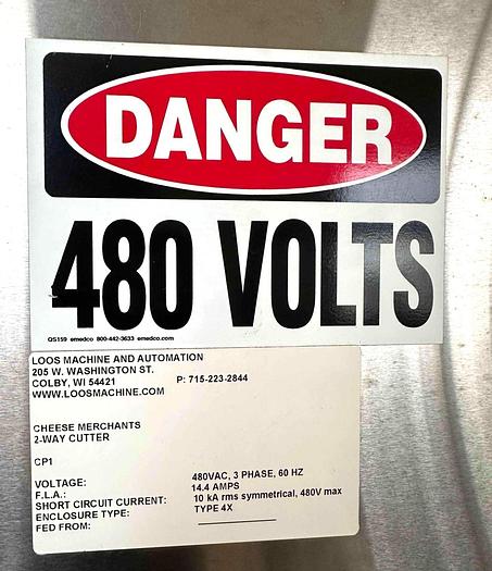 Used Loos 2-Way Stainless Steel Sanitary Cheese Cutting System Self Contained