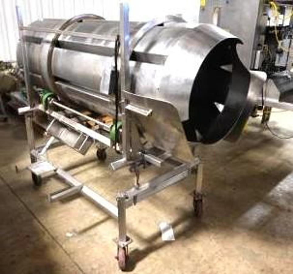 Used Stainless Steel Sanitary Rotary Seasoning Tumbler 30 Inches Dia X 84 Inches Long