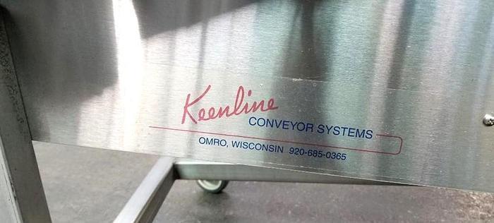 Used  Keenline 18 Inch 45 deg turn incline stainless steel sanitary intralox belt conveyor