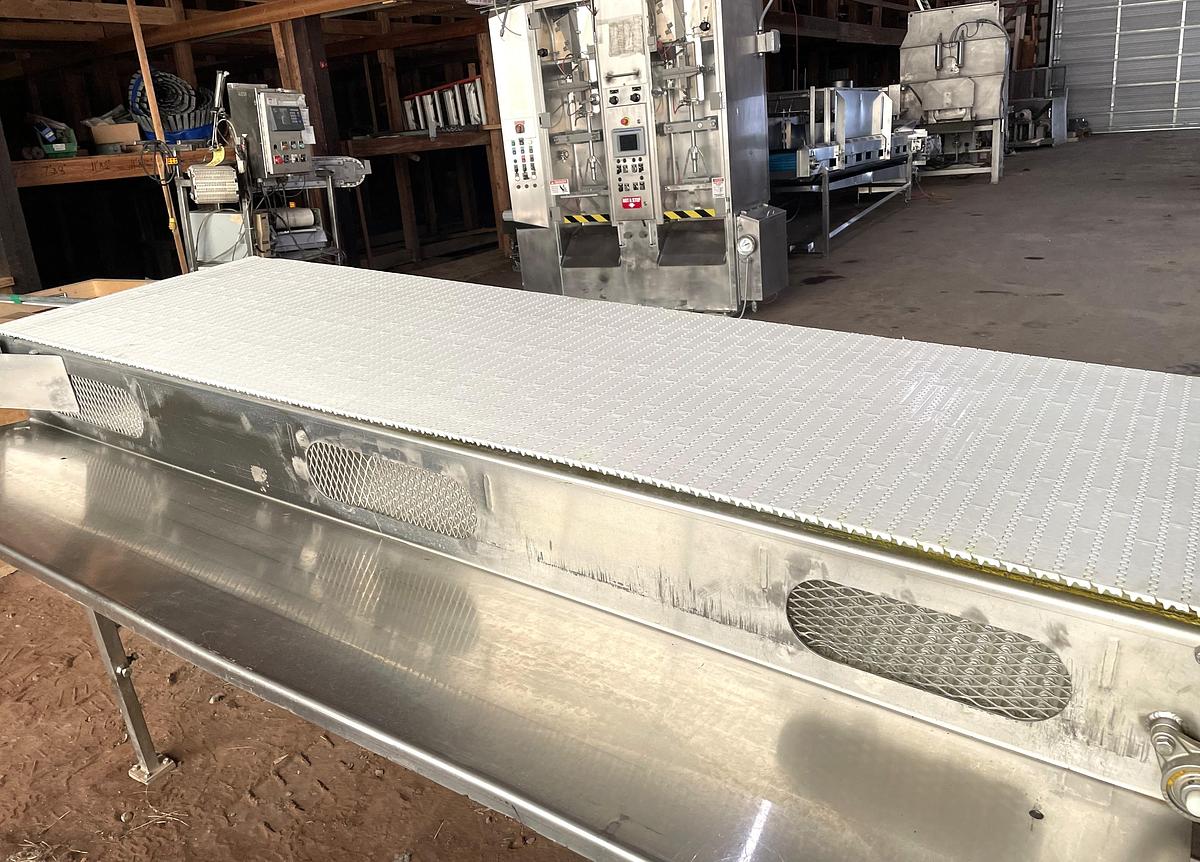 Used Loos Stainless Steel Sanitary Pack Off Conveyor 26 Inches X 96 Inches
