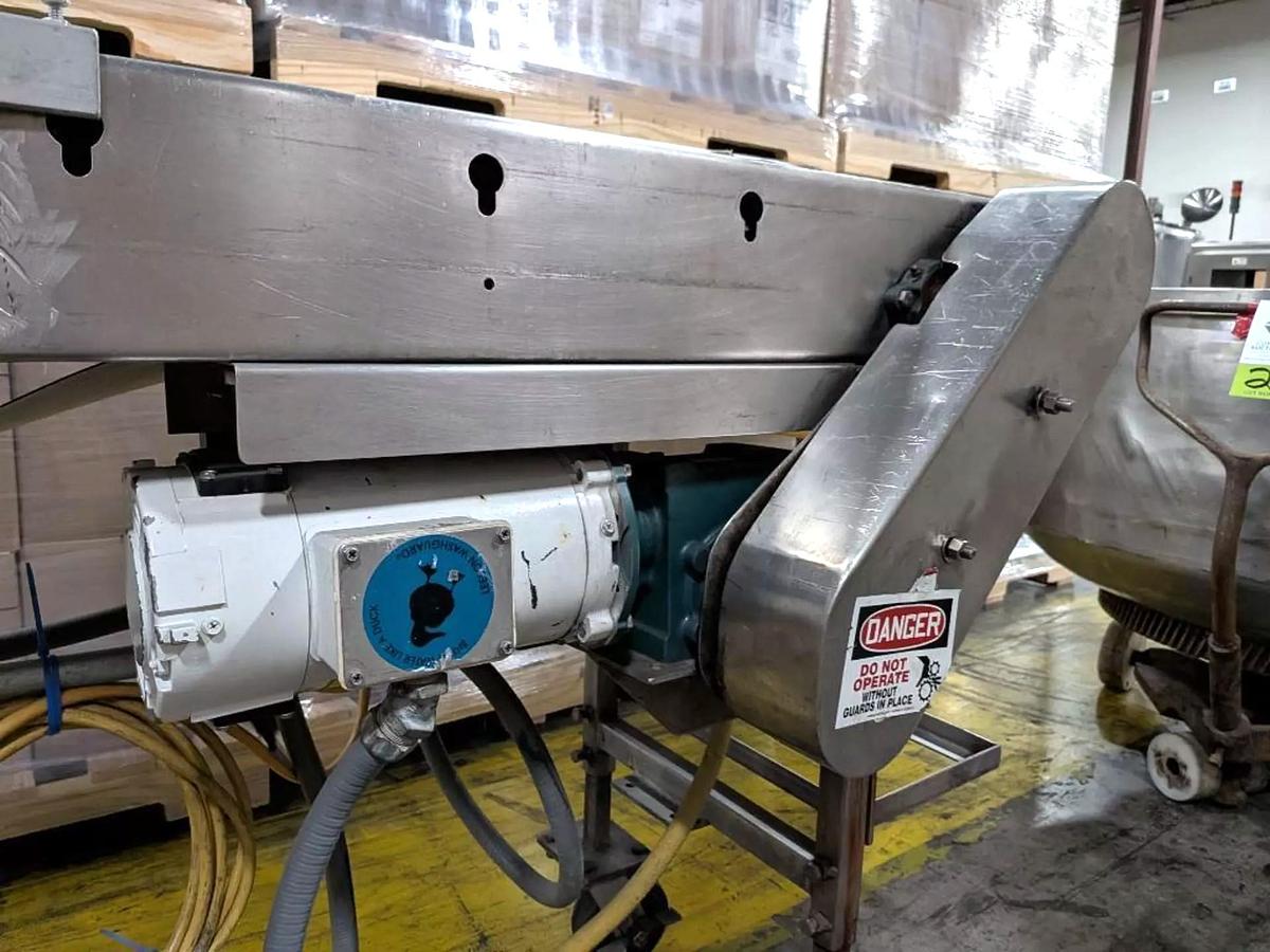 Used 10 Inch X 174 Inch Stainless Steel Sanitary Belt Conveyor Variable Speed 110 Volt