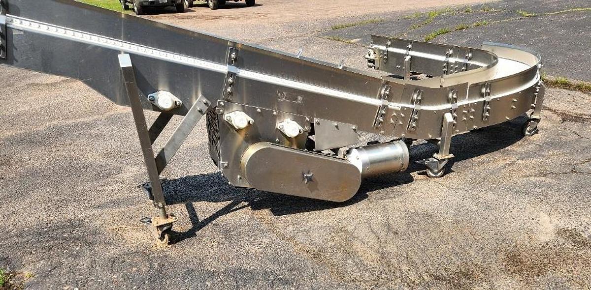 Used Keenline 10 Inch Stainless Steel Sanitary Intralox 90 Degree Conveyor