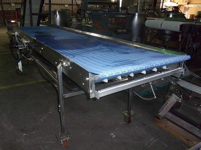 Used 34 Inches Wide X 167 Inches Long Blue Belt Intralox Belt Conveyor Stainless Steel Sanitary