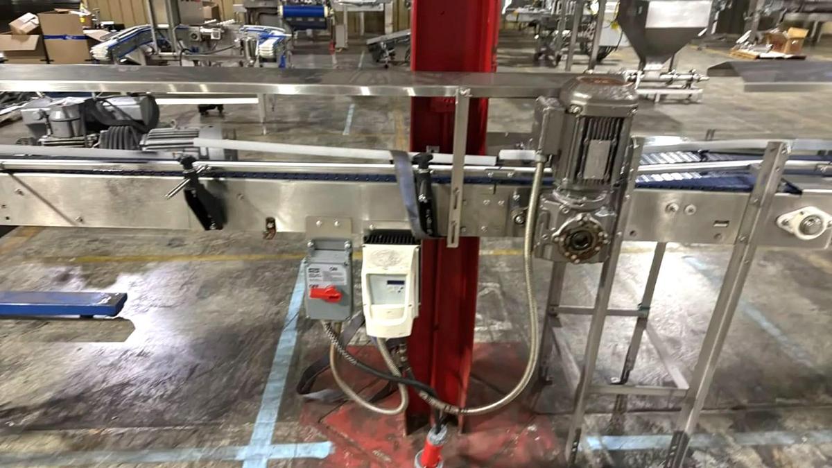 Used Stainless Steel Dual Belt Intralox Accumulating Conveyor 7.5 Inches X 137 Inches 4.5 Inches X 110 Inches