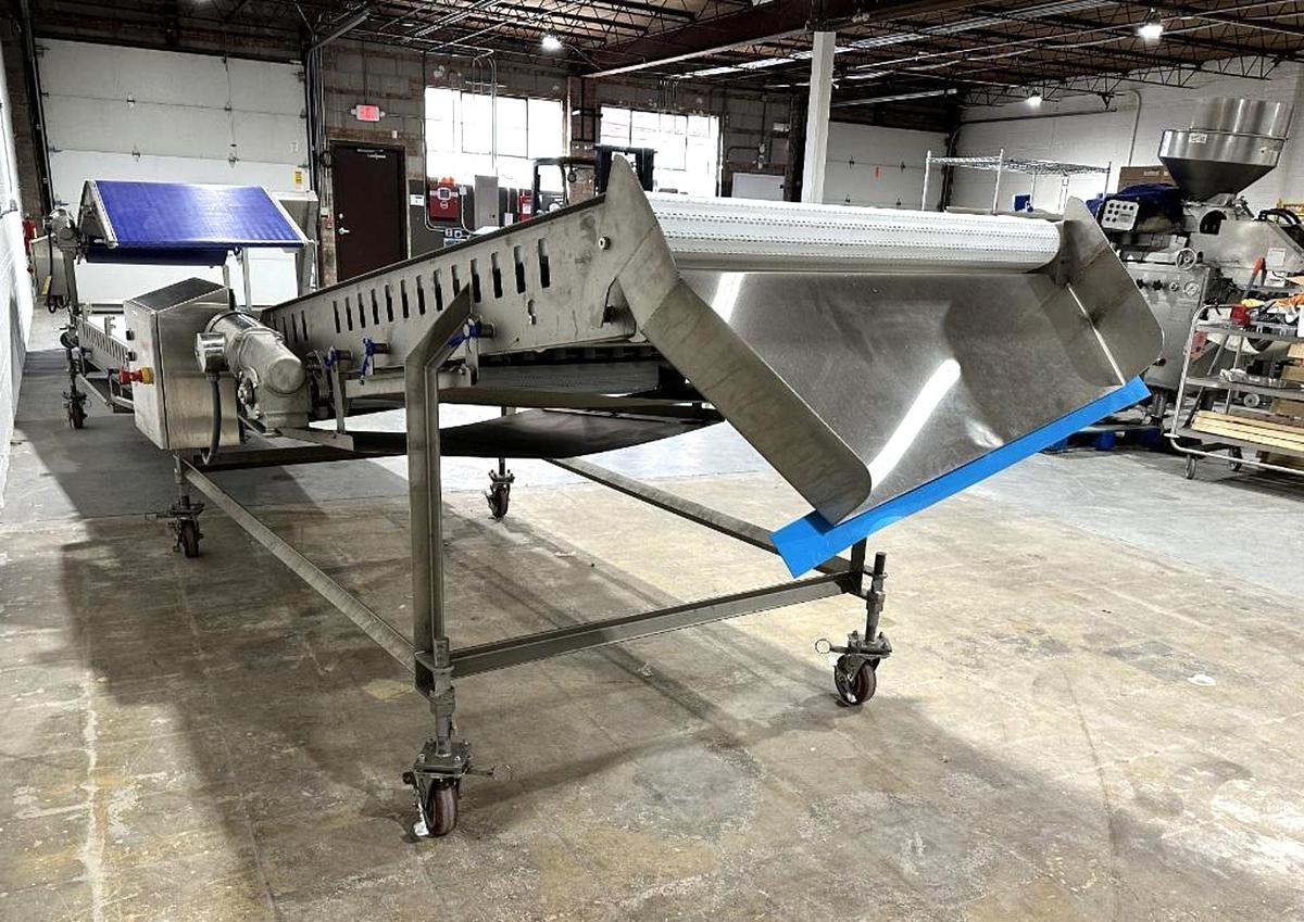 Used Friesens Stainless Steel Sanitary Incline Belt Conveyor 42 Inches X 235 Inches