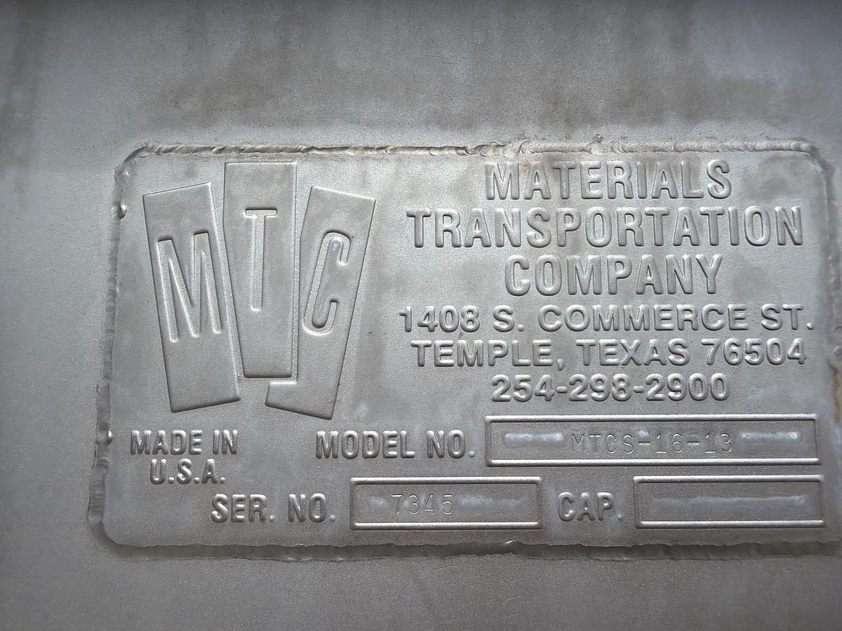 Used MTC Screw Loaders Model MCTS-16-13 Stainless Steel 16 Inch Diameter 7500 Pound Hoppers