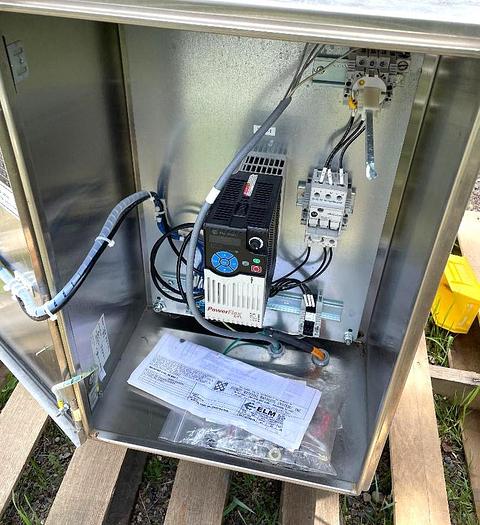 Used Stainless Steel Table Top Chain Conveyor Variable Speed Controlled 4.5" X 78"