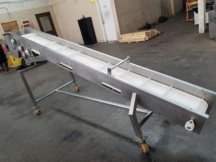 Used Marchant Schmidt 12 Inches Wide X 130 Inches Long Incline Cleated Intralox Belt Conveyor Stainless Steel Sanitary