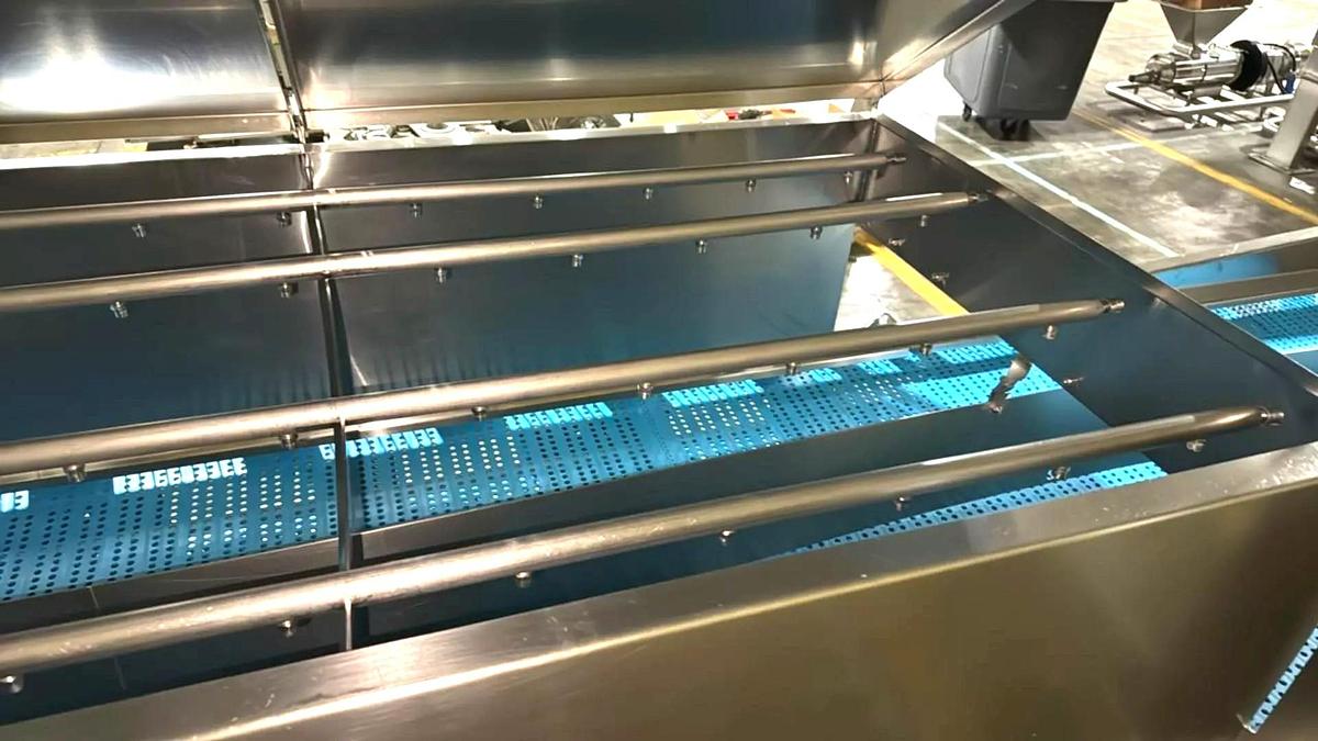 Used Stainless Steel Sanitary Dewatering/Washing Belt Conveyor 38 Inches Wide X 180 Inches Long
