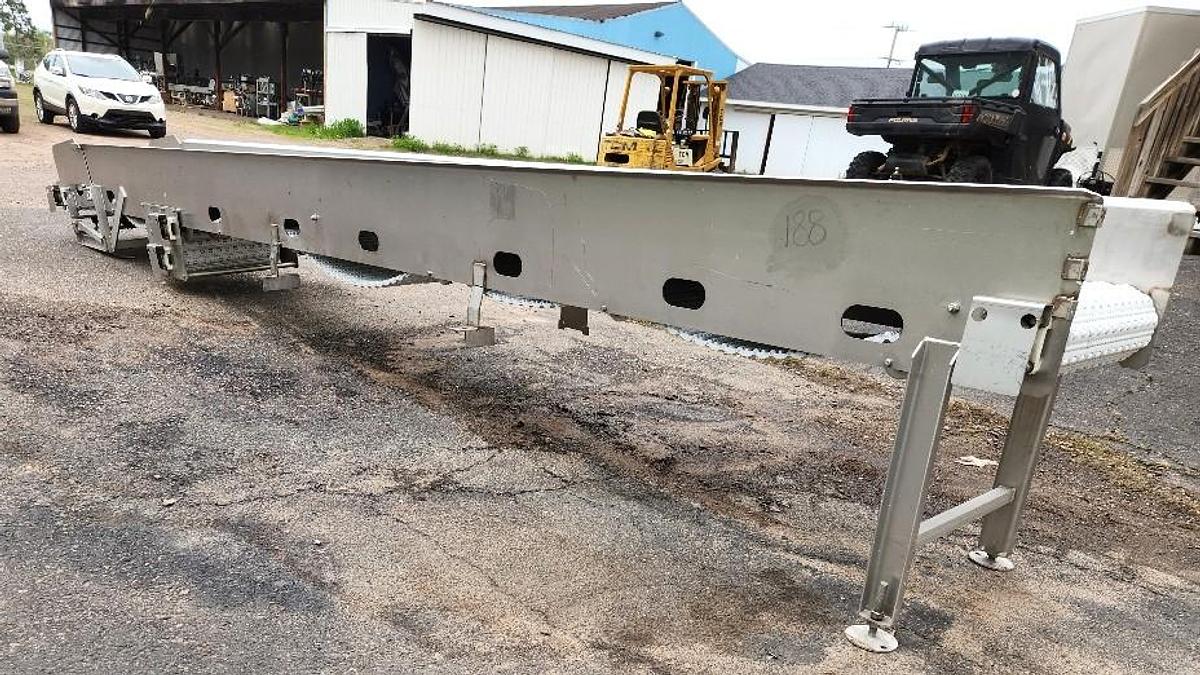 Used 24 Inches Wide X 264 Inches Long Stainless Steel Belt Conveyor