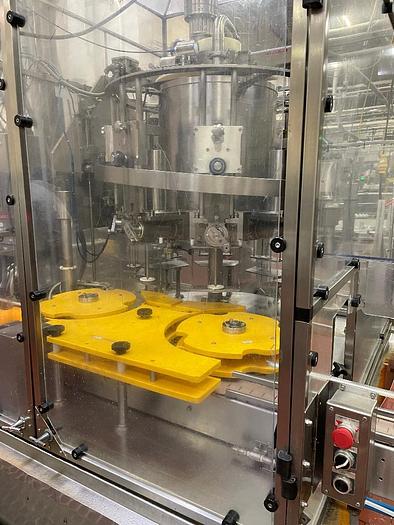 Used Cozzoli Model RFP-8 8 Head Rotary Filler with McBrady Model 200 Bottle Cleaner