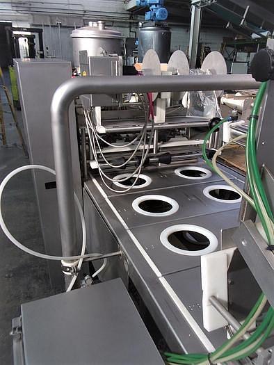 Used PMR Model 1300 Dual Lane Continuous Container Filler Sealer Lidder Stainless Steel Sanitary