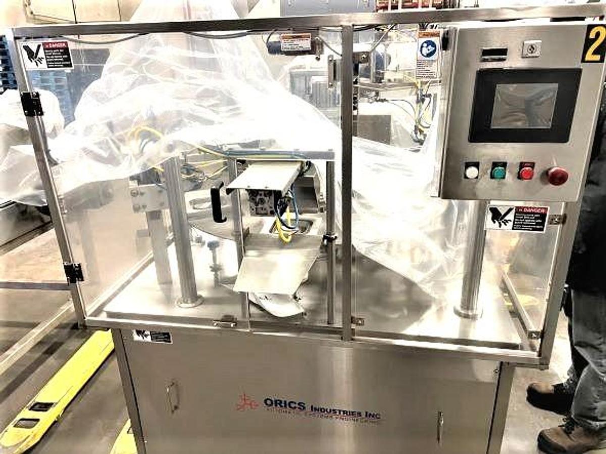 Used Orics Model R50 Rotary Cup/Tub Filler Sealer and Lidder