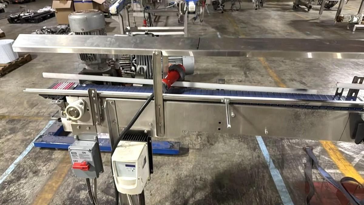 Used Stainless Steel Dual Belt Intralox Accumulating Conveyor 7.5 Inches X 137 Inches 4.5 Inches X 110 Inches