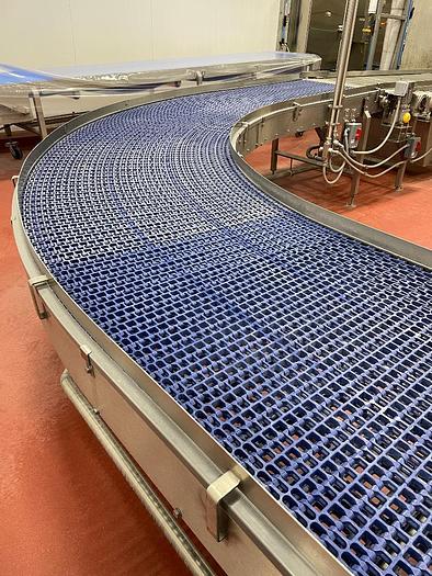Used 36 Inch Wide 90 Degree Blue Belt Conveyor