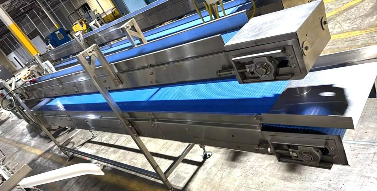 Used Stainless Steel Sanitary Dual Tier Packoff Transfer Conveyor 16 Inches Wide X 300 Inches Long