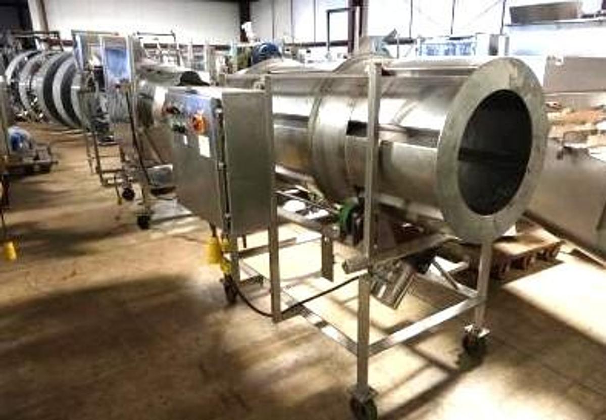 Used Stainless Steel Sanitary Rotary Seasoning Tumbler 30 Inches Dia X 84 Inches Long