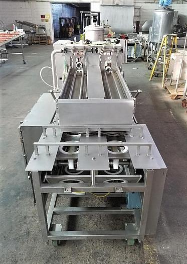 Used PMR Model 1300 Dual Lane Continuous Container Filler Sealer Lidder Stainless Steel Sanitary