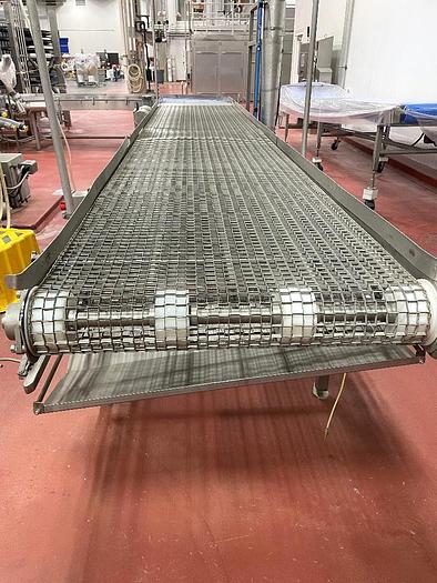 Used 36 Inch Wide Stainless Steel Sanitary Wire Mesh Belt Conveyor 17 Foot Long