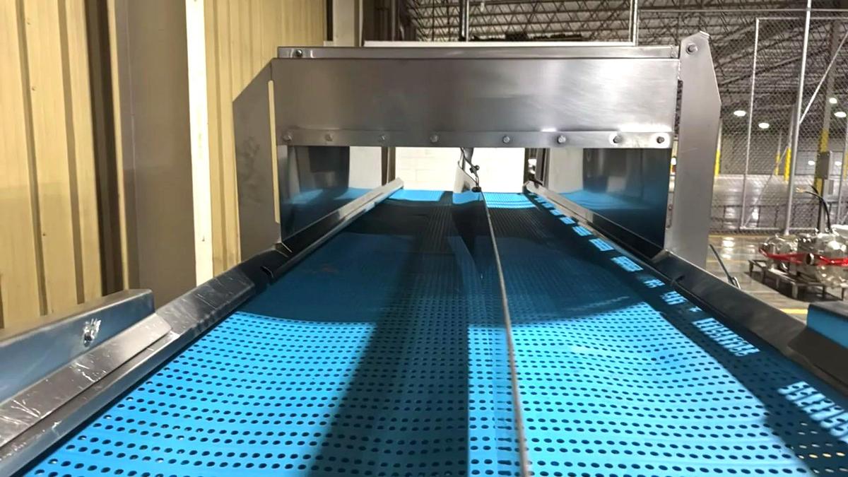 Used Stainless Steel Sanitary Dewatering/Washing Belt Conveyor 38 Inches Wide X 180 Inches Long