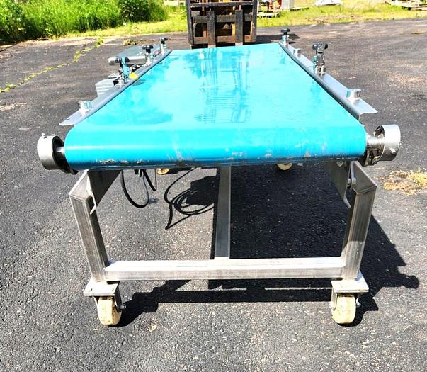 Used 24 Inch X 72 Inch Stainless Steel Sanitary Blue Belt Conveyor