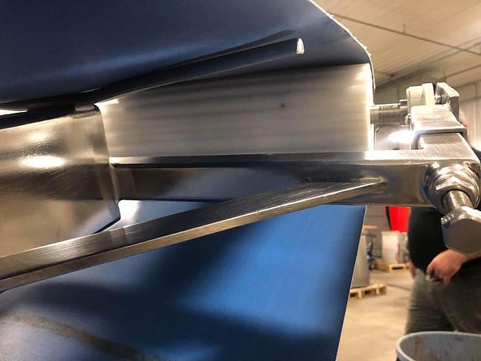 Used 16 Inches Wide X 189 Inches Long Incline Blue Belt Conveyor Stainless Steel Sanitary