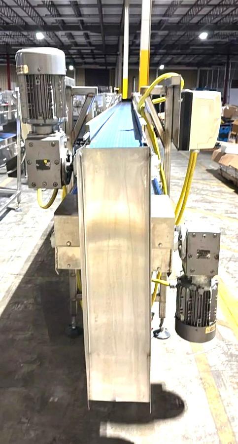 Used Stainless Steel Sanitary Dual Tier Packoff Transfer Conveyor 16 Inches Wide X 300 Inches Long