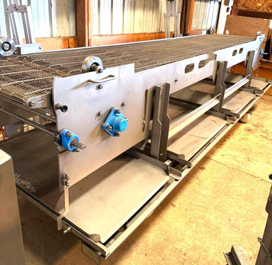 Used Stainless Steel Sanitary Wire Mesh Conveyor 26 Inches X 146 Inches
