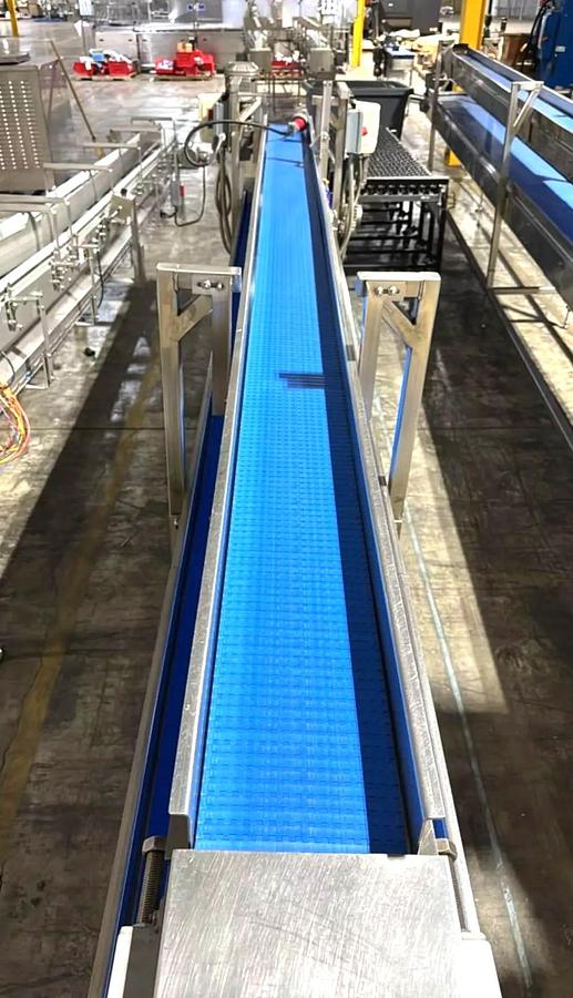Used Stainless Steel Sanitary Dual Tier Packoff Transfer Conveyor 16 Inches Wide X 300 Inches Long