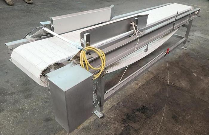 Used 15 Inch White Intralox Stainless Steel Sanitary Belt Conveyor X 126 Inches Long