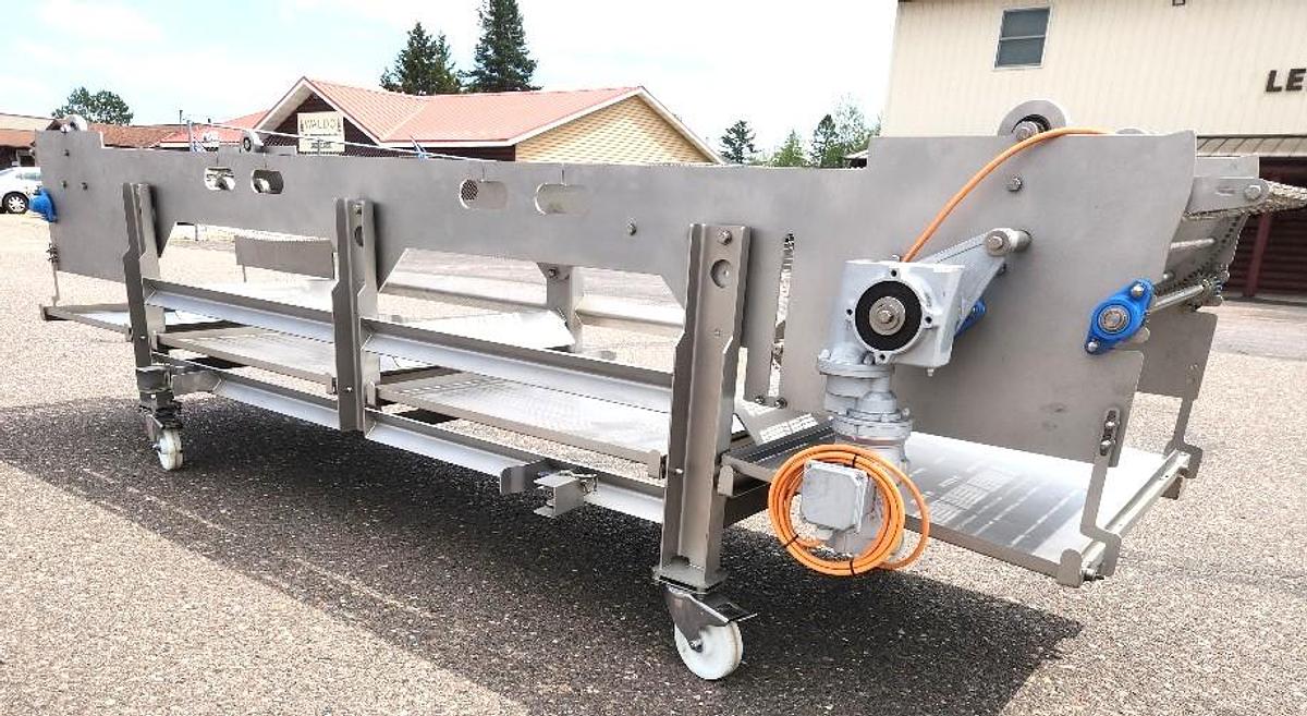 Used Stainless Steel Sanitary Wire Mesh Conveyor 26 Inches X 146 Inches