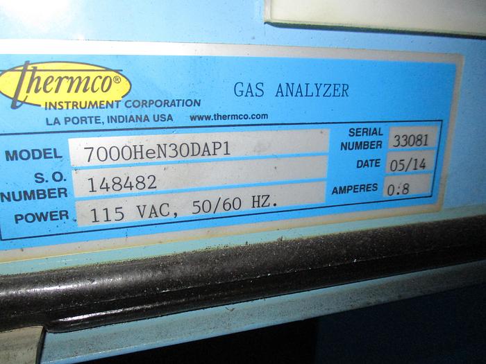 Used Thermco Gas Mixer / Analyzer Model 6105HeN20A1210OF500 Mfg 2014