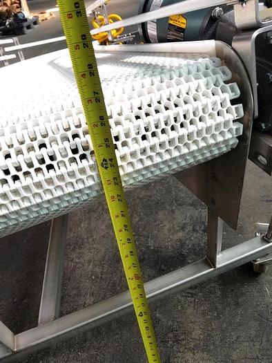 Used  Keenline 18 Inch 45 deg turn incline stainless steel sanitary intralox belt conveyor