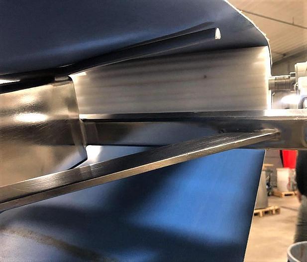 Used 16 Inches Wide X 189 Inches Long Incline Blue Belt Conveyor Stainless Steel Sanitary