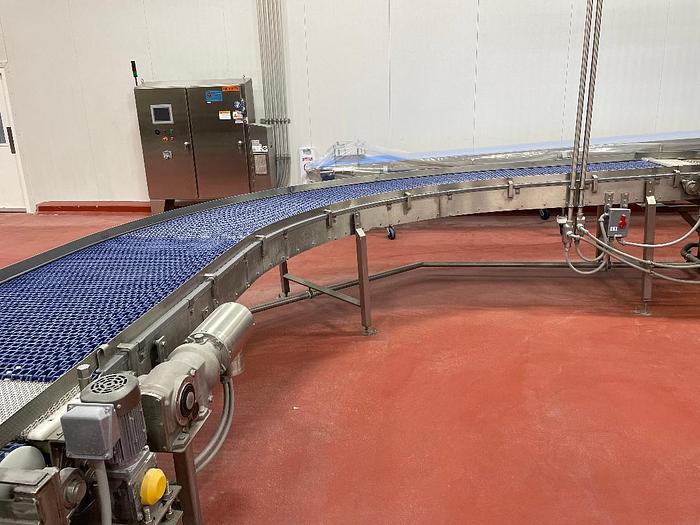 Used 36 Inch Wide 90 Degree Blue Belt Conveyor