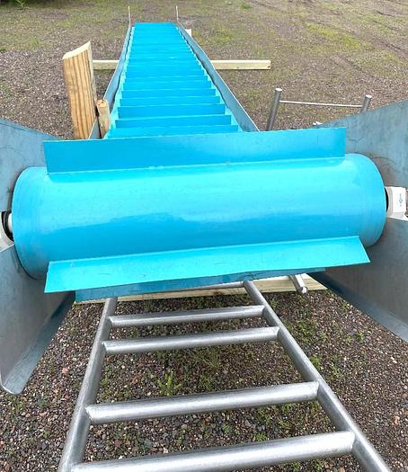Used 22 Inch Wide Stainless Steel Sanitary Incline Cleated Blue Belt Conveyor
