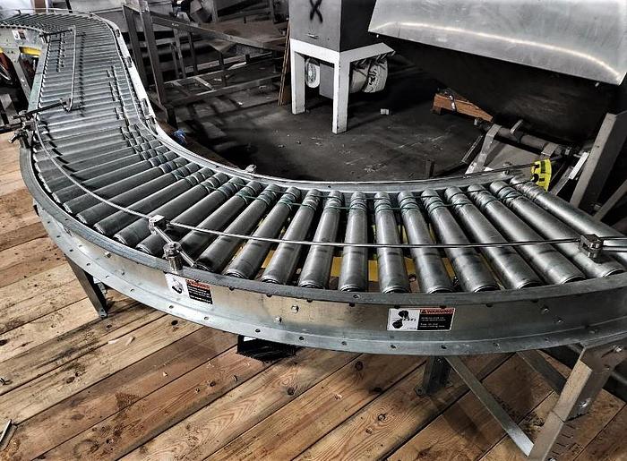 Used  15 1/2 Inch X 174 Inch Powered Roller Conveyor S Turn Variable Speed