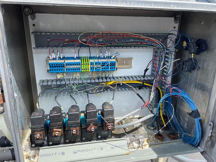 Used SBM / SAJB Inc Twin Head Inline Aspetic Bag Filler Stainless Steel Sanitary