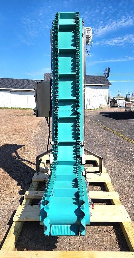 Used Z Flow Sanitary Incline Cleated Blue Belt Conveyor 12 Inches Wide X 94 Inches High