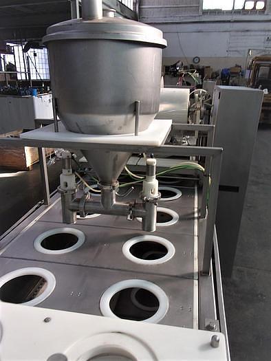 Used PMR Model 1300 Dual Lane Continuous Container Filler Sealer Lidder Stainless Steel Sanitary